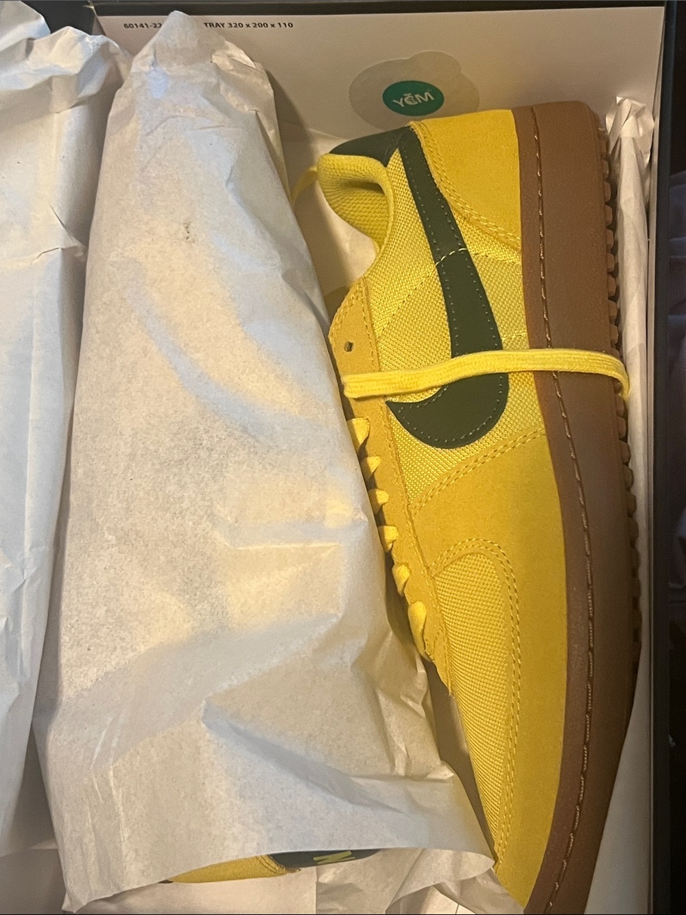 Nike Yellow with Dark Green Swoosh Low-Top Sneaker - Picture 3 of 3